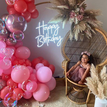 Happy Birthday White Handwritten Led Neon Sign For Indoor Party Decor | Shineneon
