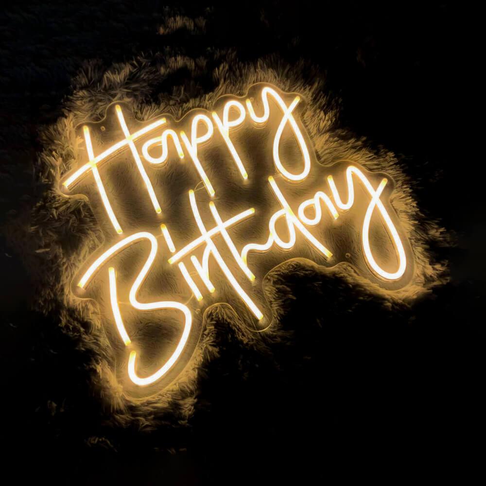 Happy Birthday White Handwritten Led Neon Sign For Indoor Party Decor | Shineneon