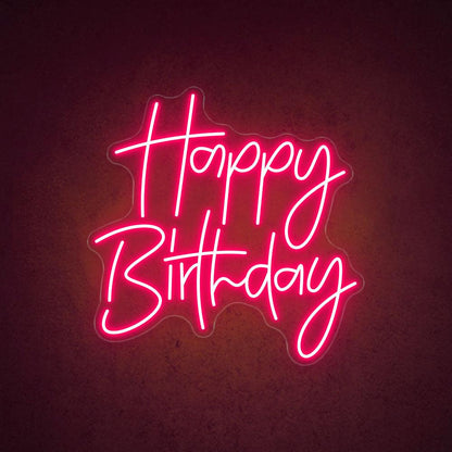 Happy Birthday White Handwritten Led Neon Sign For Indoor Party Decor | Shineneon