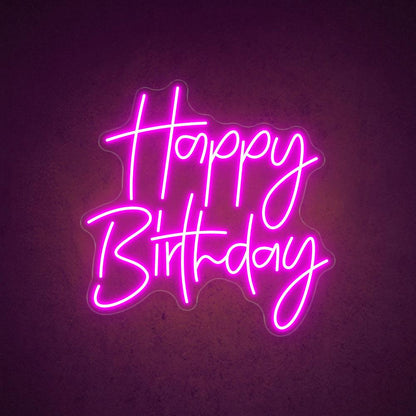 Happy Birthday White Handwritten Led Neon Sign For Indoor Party Decor | Shineneon