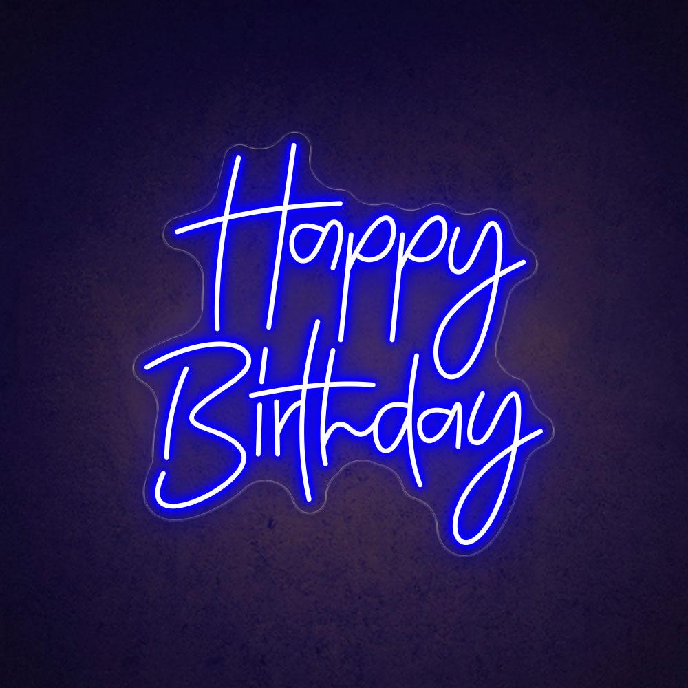 Happy Birthday White Handwritten Led Neon Sign For Indoor Party Decor | Shineneon