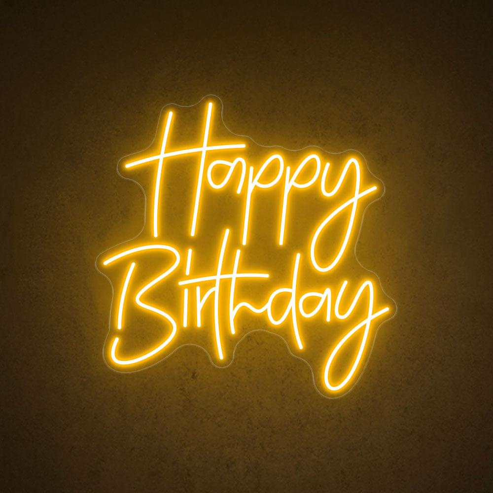 Happy Birthday White Handwritten Led Neon Sign For Indoor Party Decor | Shineneon