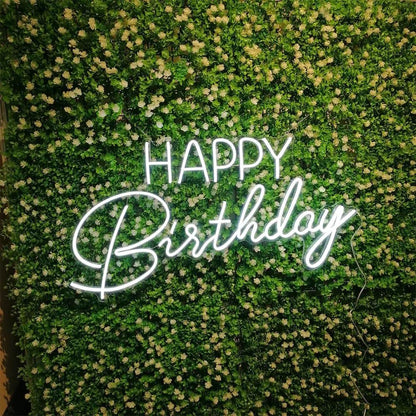 Happy Birthday White Led Neon Sign Dual Font Indoor Party Decor | Shineneon