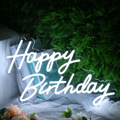 Happy Birthday White Neon Led Sign | Shineneon