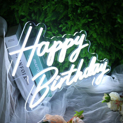 Happy Birthday White Neon Led Sign | Shineneon