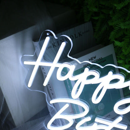 Happy Birthday White Neon Led Sign | Shineneon