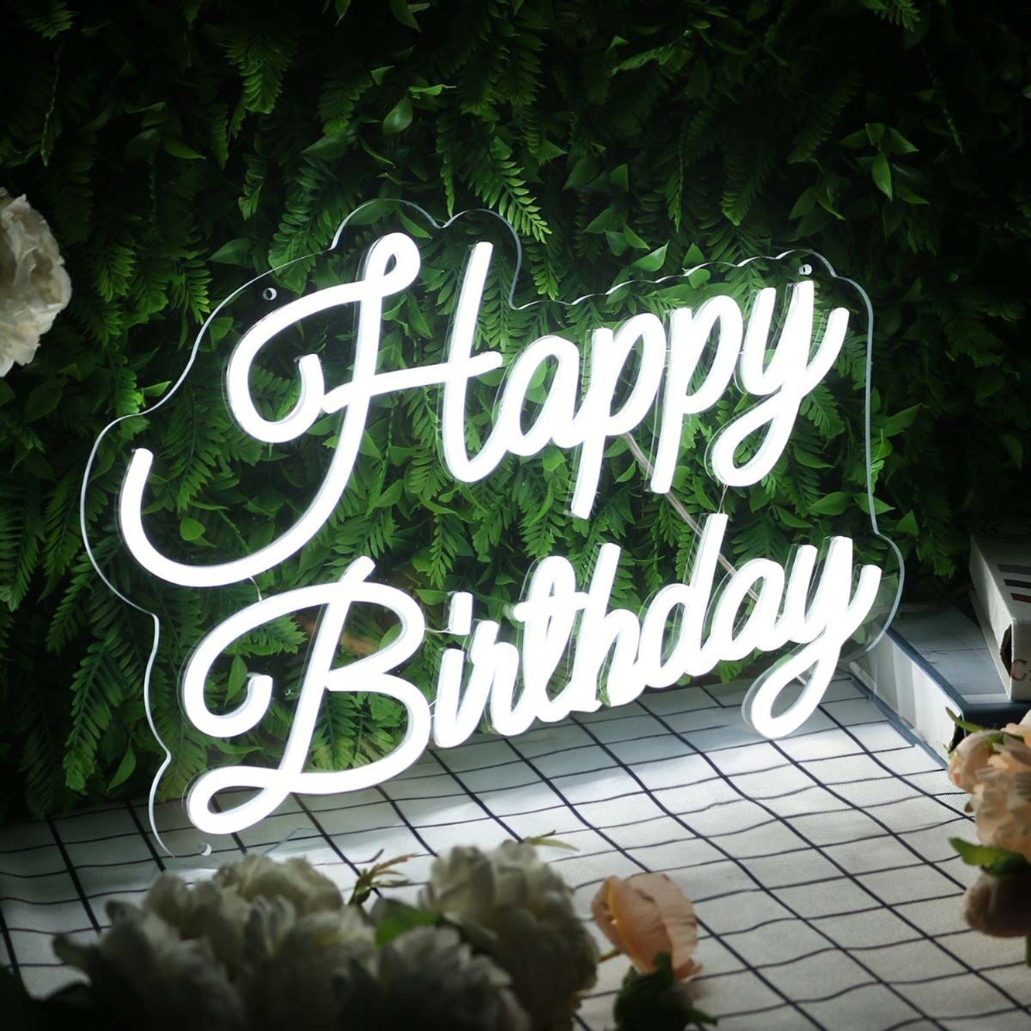 Happy Birthday White Neon Sign | Shineneon