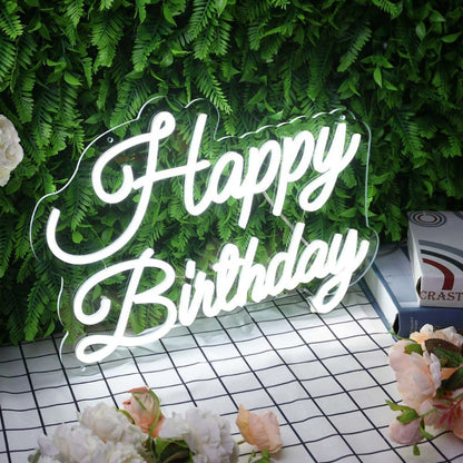 Happy Birthday White Neon Sign | Shineneon