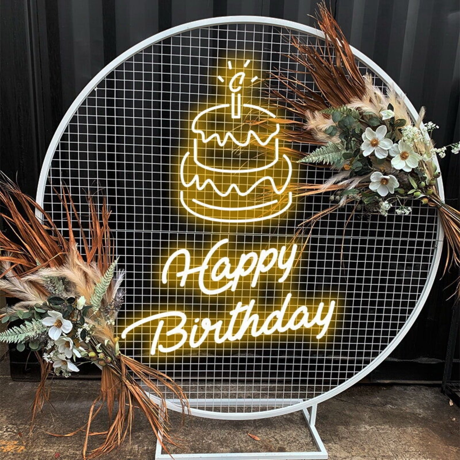 Happy Birthday With Cake On Top Neon Sign | Shineneon