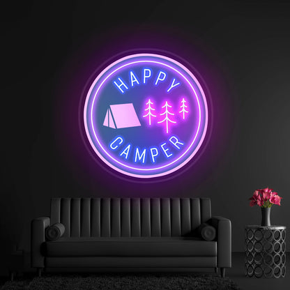 Happy Camper Green Tent Outdoor Neon Signs - Shineneon