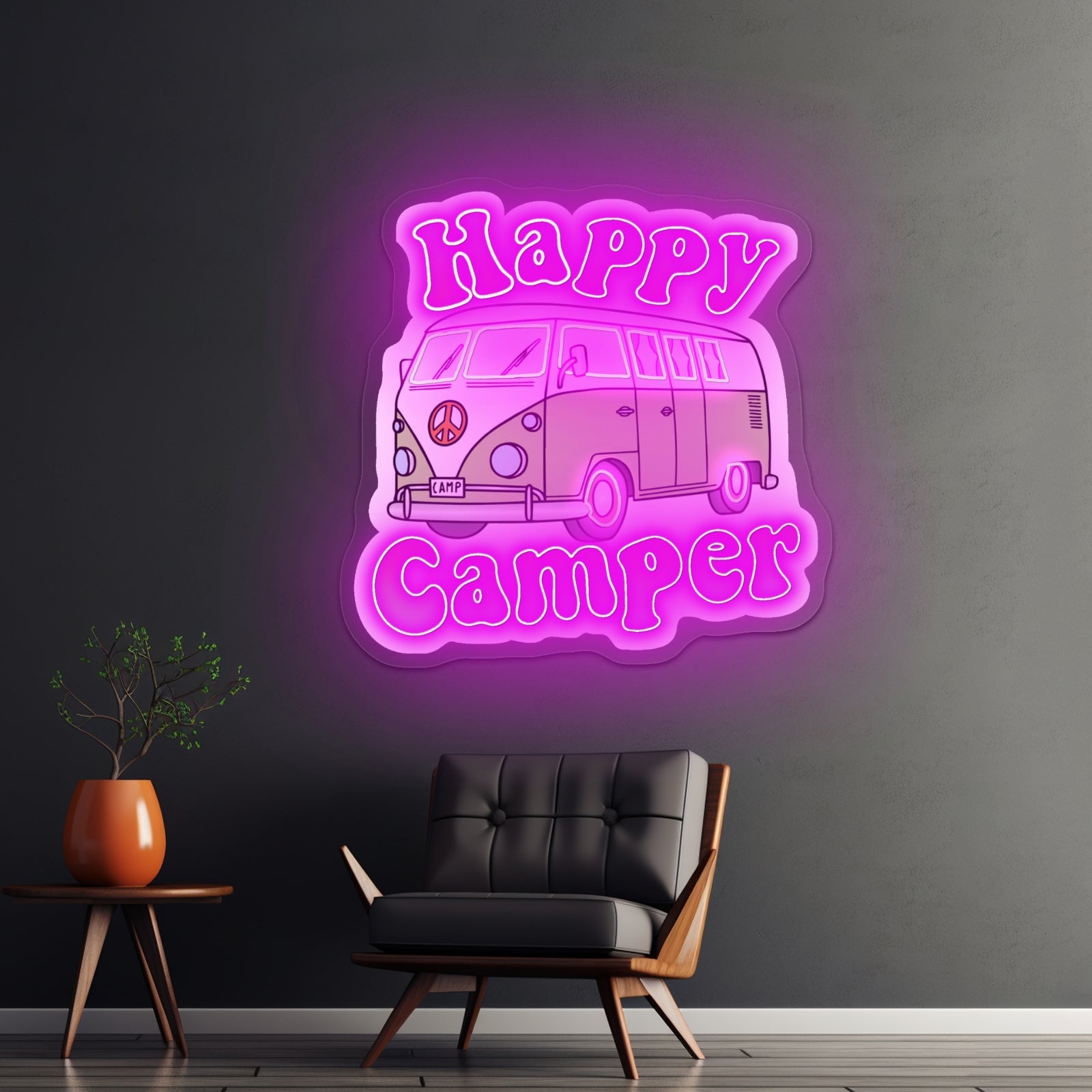 Happy Camper Nature Personalized Neon Sign - Shineneon