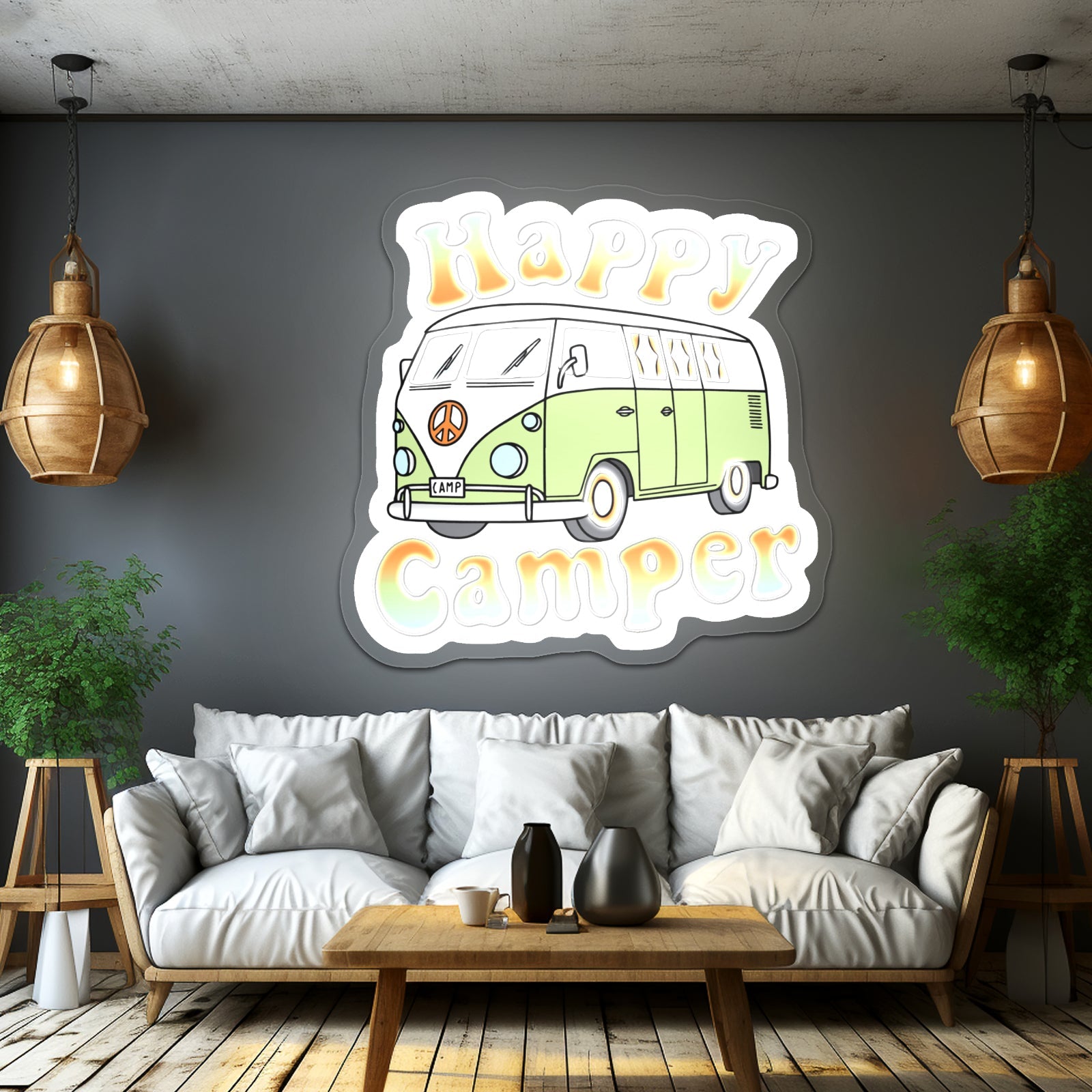 Happy Camper Nature Personalized Neon Sign - Shineneon