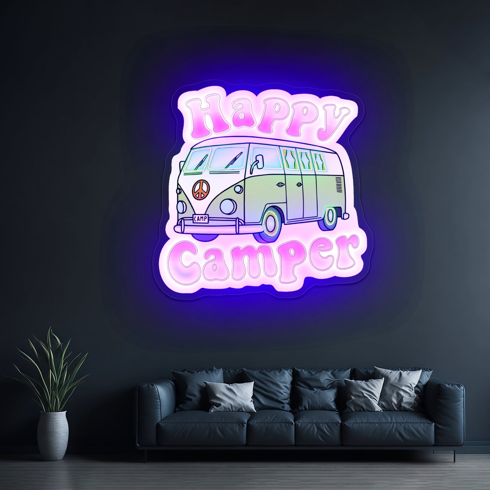 Happy Camper Nature Personalized Neon Sign - Shineneon