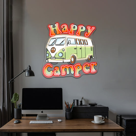 Happy Camper Nature Personalized Neon Sign