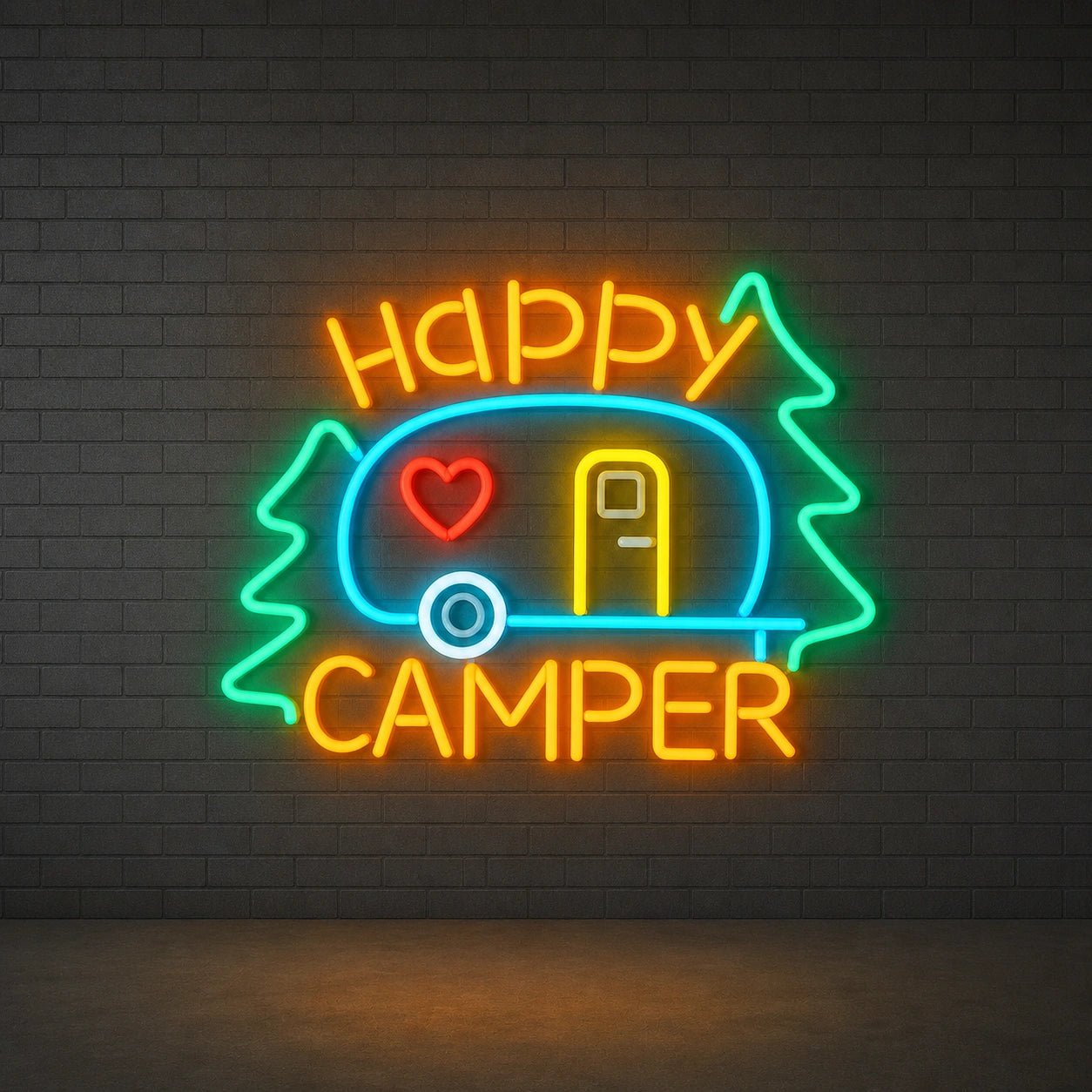 Happy Camper Trailer Vintage LED Neon Sign - Shineneon