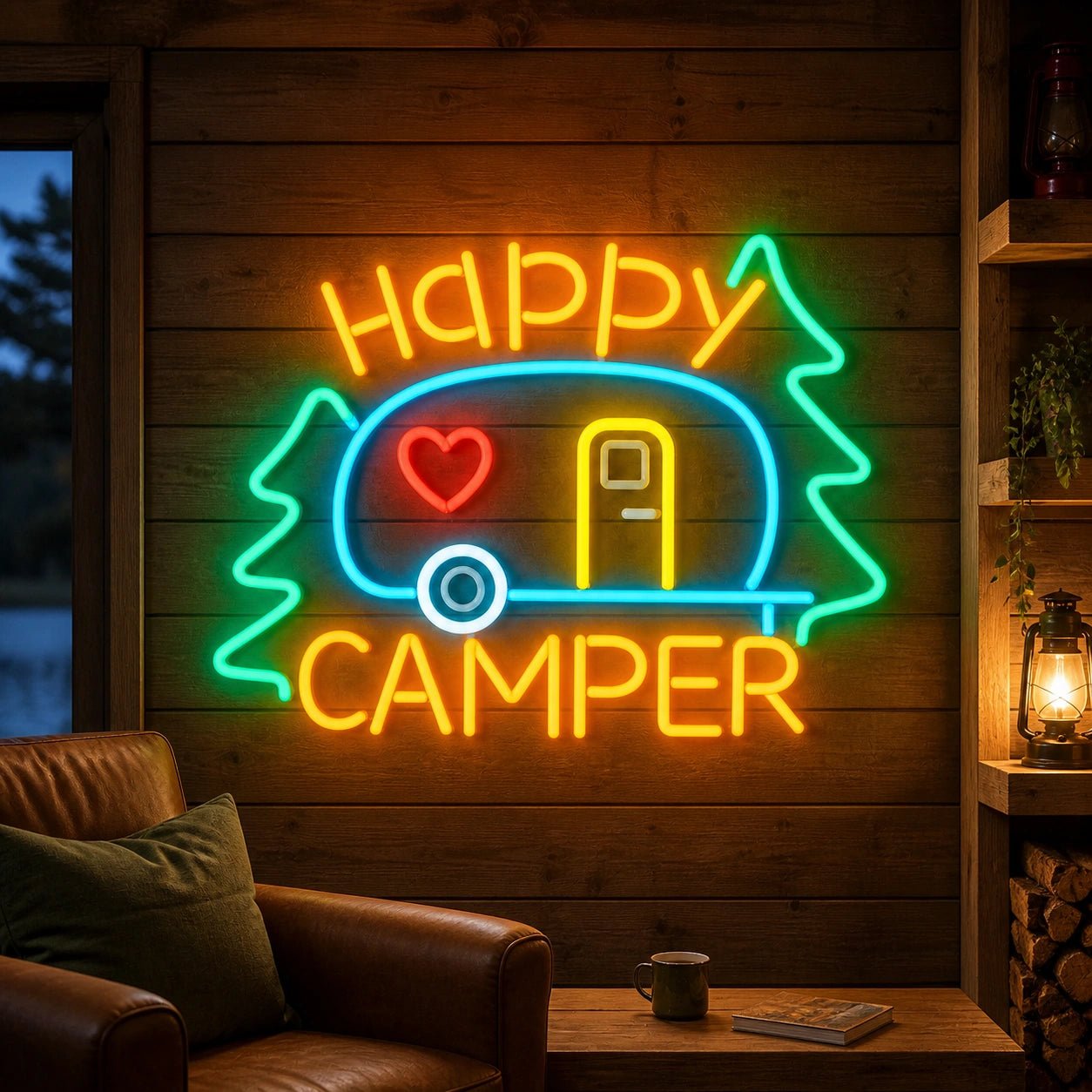 Happy Camper Trailer Vintage LED Neon Sign - Shineneon