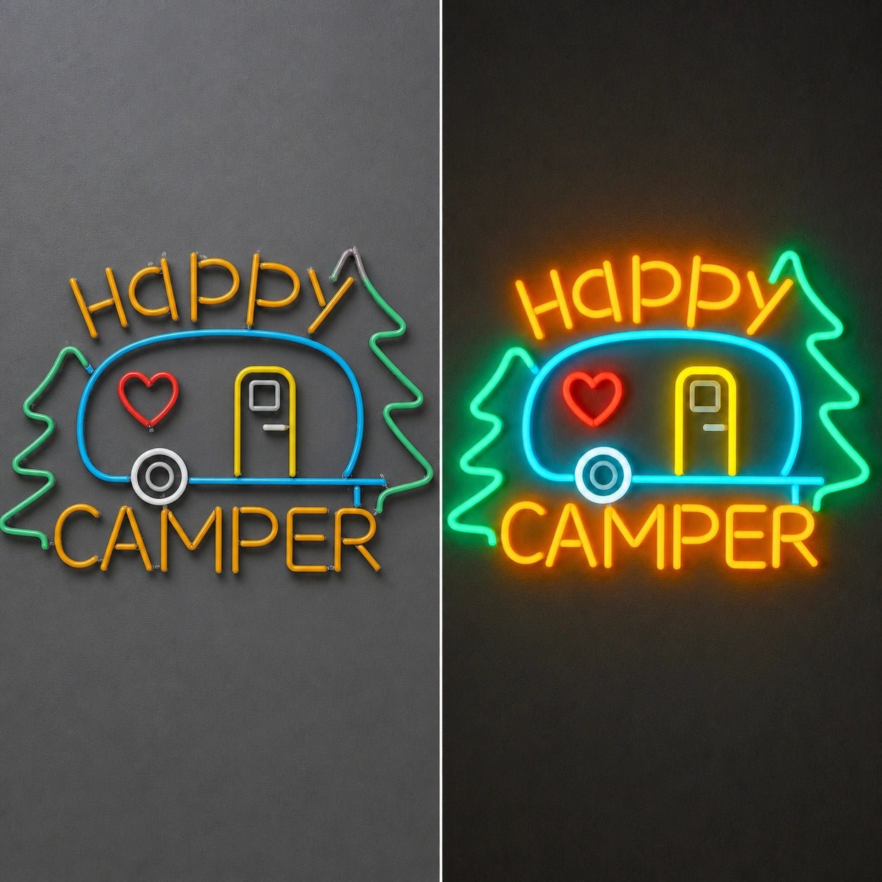 Happy Camper Trailer Vintage LED Neon Sign - Shineneon