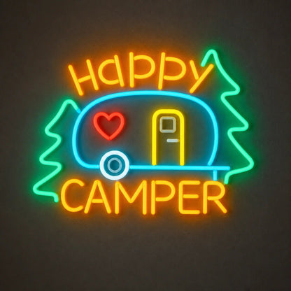 Happy Camper Trailer Vintage LED Neon Sign - Shineneon