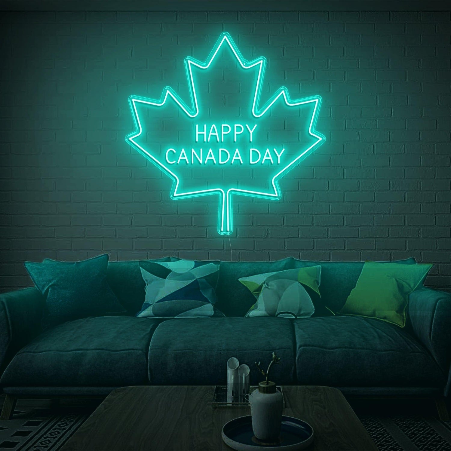 Happy Canada Day Blue-White Maple Leaf Led Neon Sign Home Decor | Shineneon