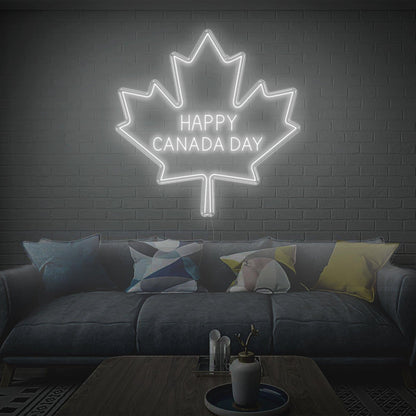 Happy Canada Day Blue-White Maple Leaf Led Neon Sign Home Decor | Shineneon