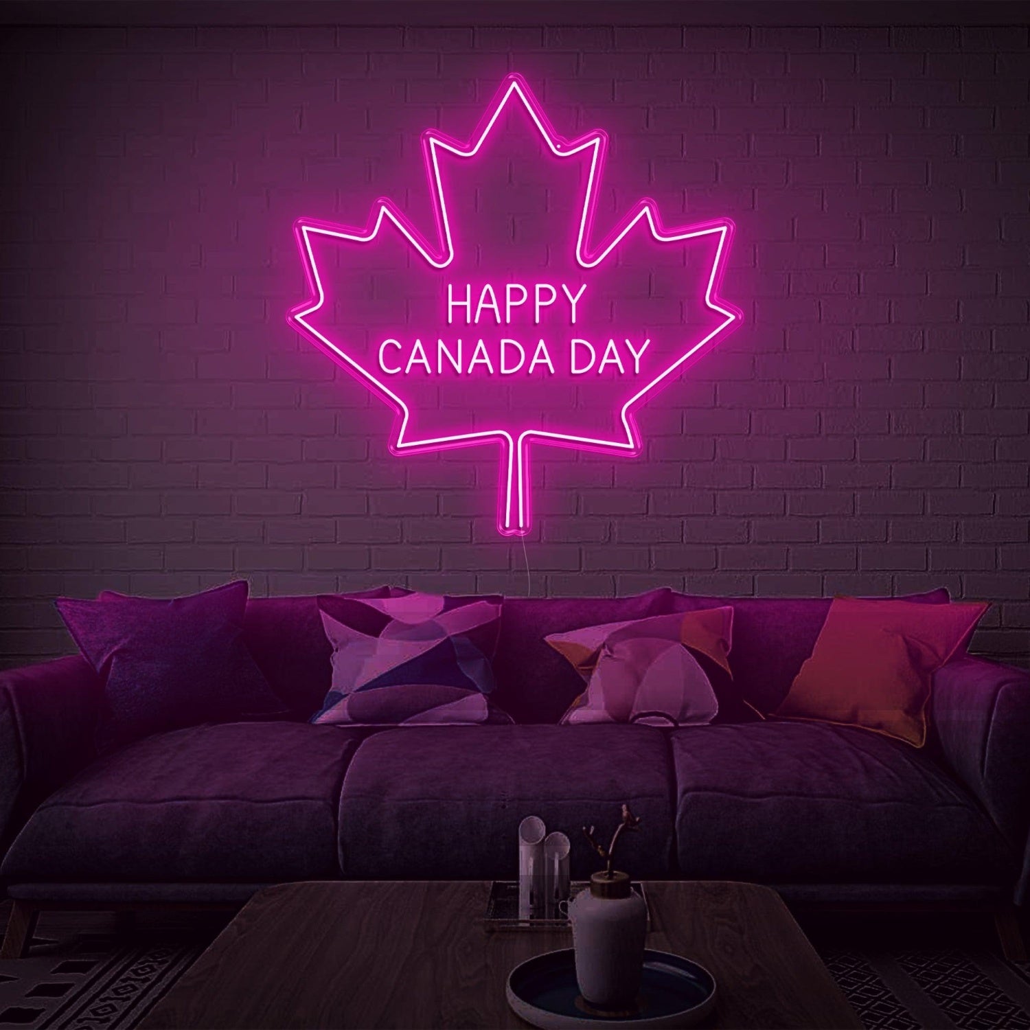Happy Canada Day Blue-White Maple Leaf Led Neon Sign Home Decor | Shineneon