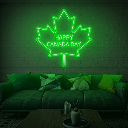 Happy Canada Day Blue-White Maple Leaf Led Neon Sign Home Decor | Shineneon