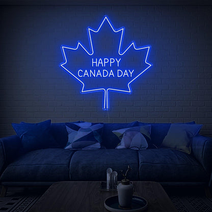 Happy Canada Day Blue-White Maple Leaf Led Neon Sign Home Decor | Shineneon