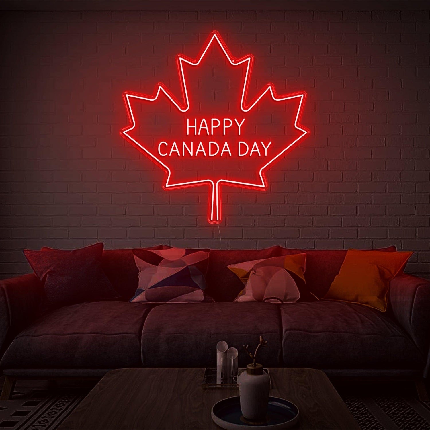 Happy Canada Day Blue-White Maple Leaf Led Neon Sign Home Decor | Shineneon