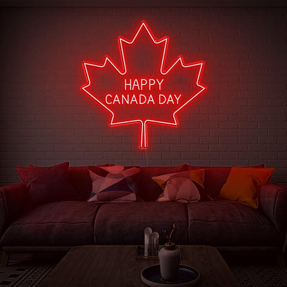 Happy Canada Day Blue-White Maple Leaf Led Neon Sign Home Decor | Shineneon