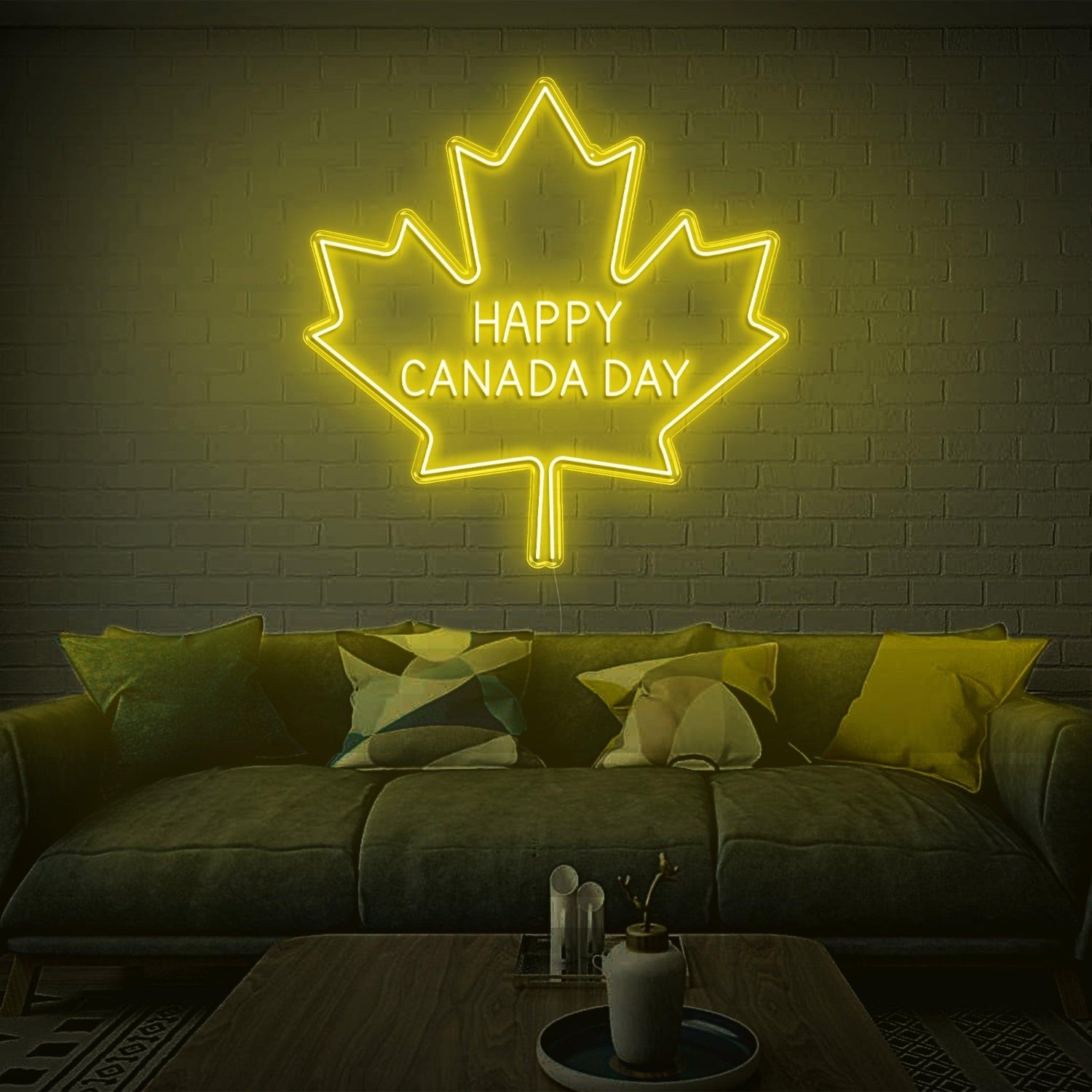 Happy Canada Day Blue-White Maple Leaf Led Neon Sign Home Decor | Shineneon