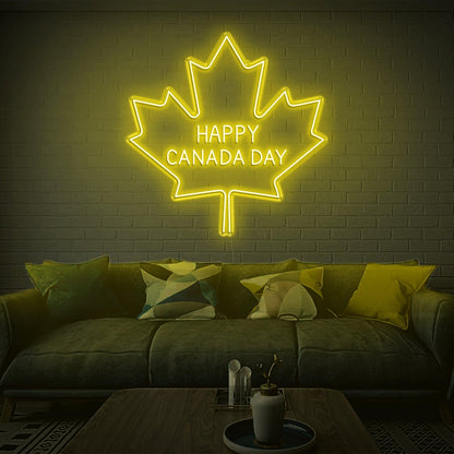 Happy Canada Day Blue-White Maple Leaf Led Neon Sign Home Decor | Shineneon
