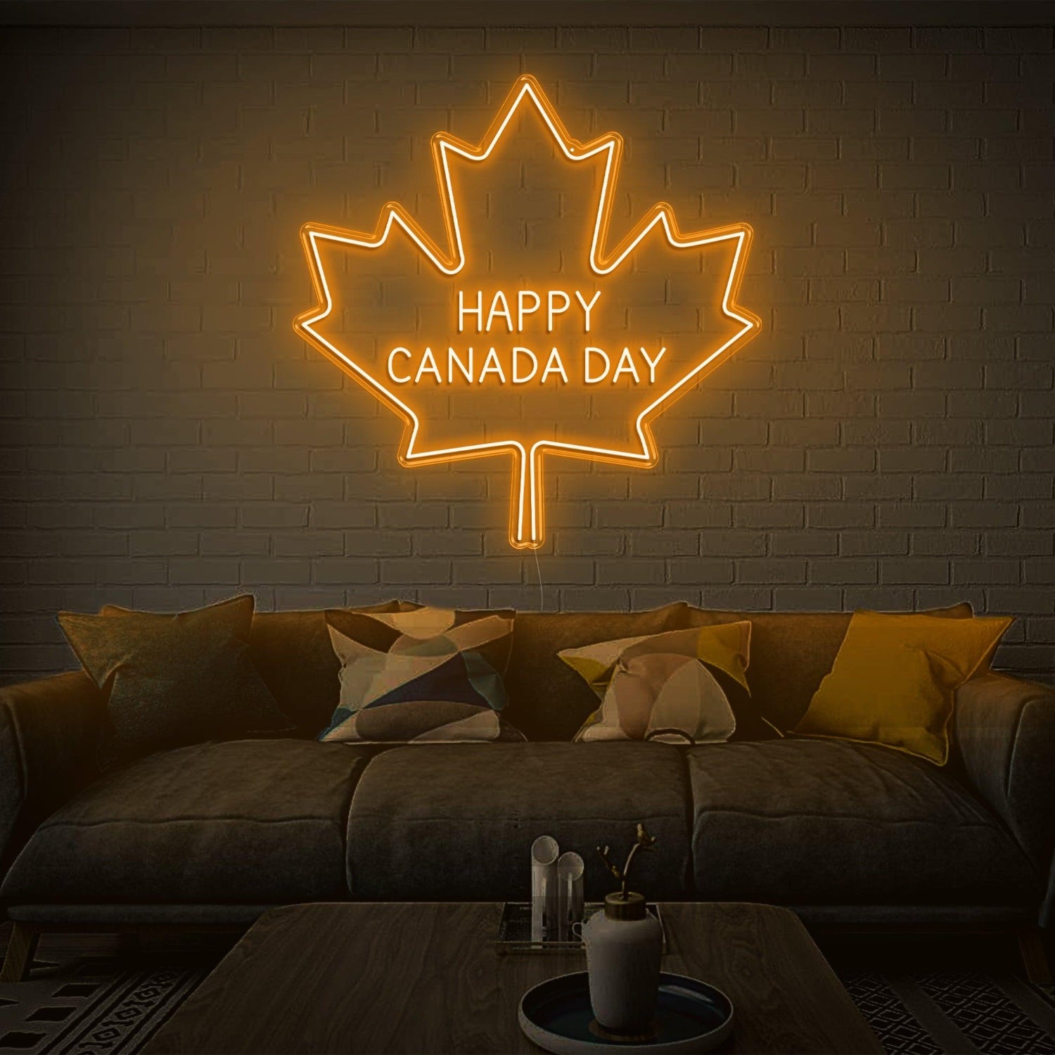 Happy Canada Day Blue-White Maple Leaf Led Neon Sign Home Decor | Shineneon