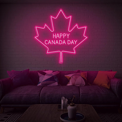 Happy Canada Day Blue-White Maple Leaf Led Neon Sign Home Decor | Shineneon