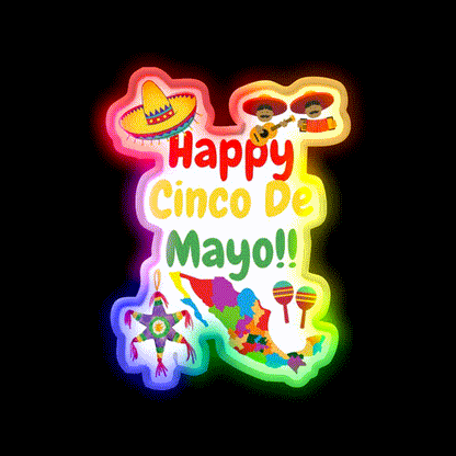 Happy Cinco De Mayo Party Drink Tequila Led Neon Sign Rgb Color - LED neon sign close-up detail