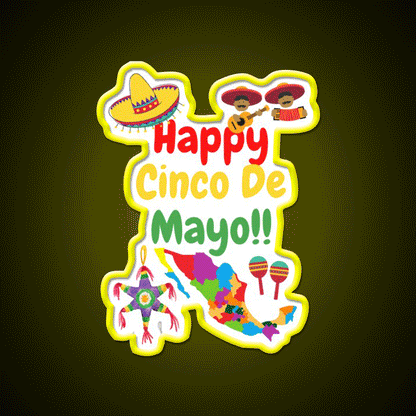 Happy Cinco De Mayo Party Drink Tequila Led Neon Sign Rgb Color - Custom LED neon sign front view