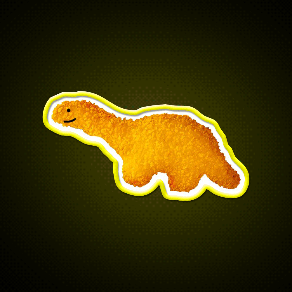 Happy Dino Nugget Fast Food Led Neon Sign For Burger Place Rgb Color - Custom LED neon sign front view