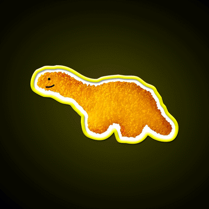 Happy Dino Nugget Fast Food Led Neon Sign For Burger Place Rgb Color - Custom LED neon sign front view