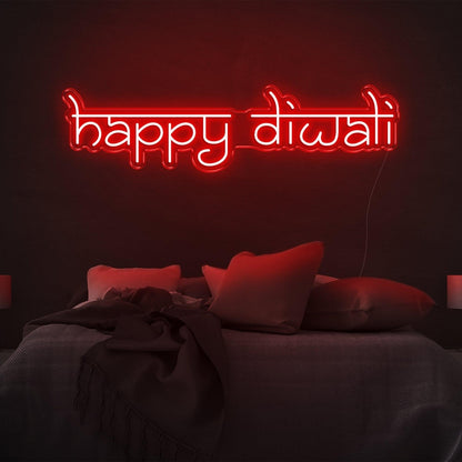 Happy Diwali Red Led Neon Sign For Bedroom Diwali Festival Decor | Shineneon