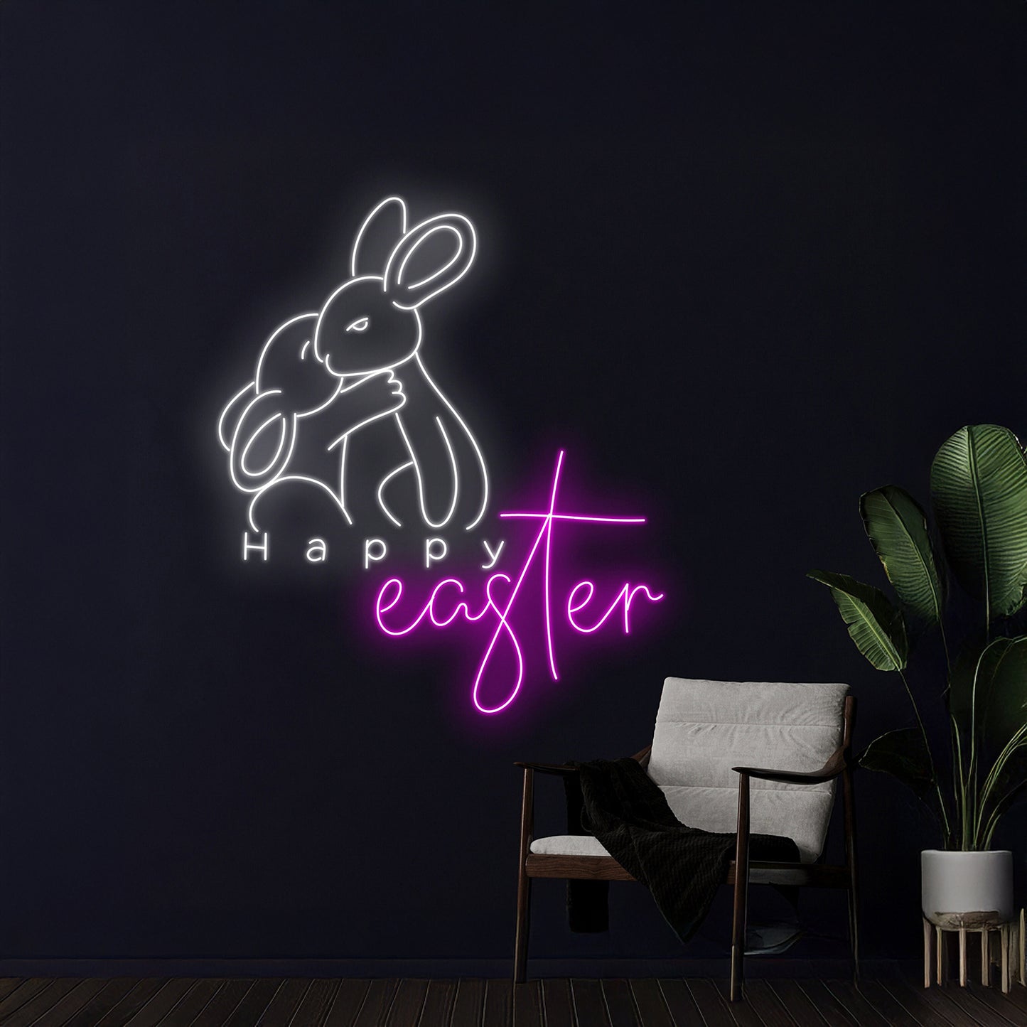 Happy Easter Neon Light Easter Room Wall Decor