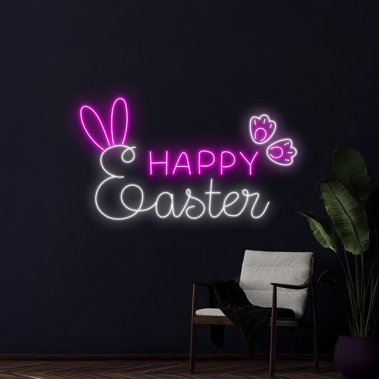 Happy Easter Neon Sign Bunny Led Light Rabbit Neon Light