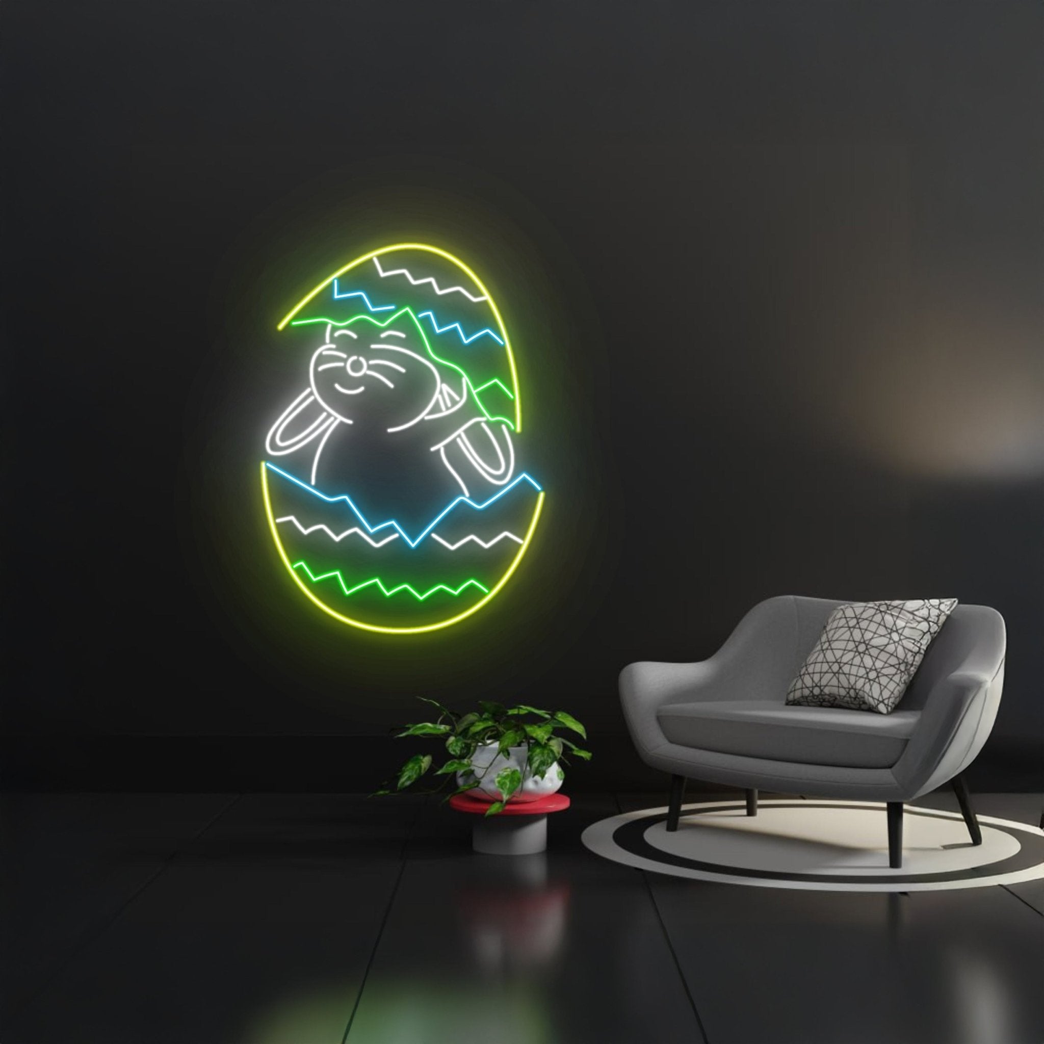 Happy Easter Neon Sign Happy Easter Led Sign Rabbit Led Sign - Shineneon