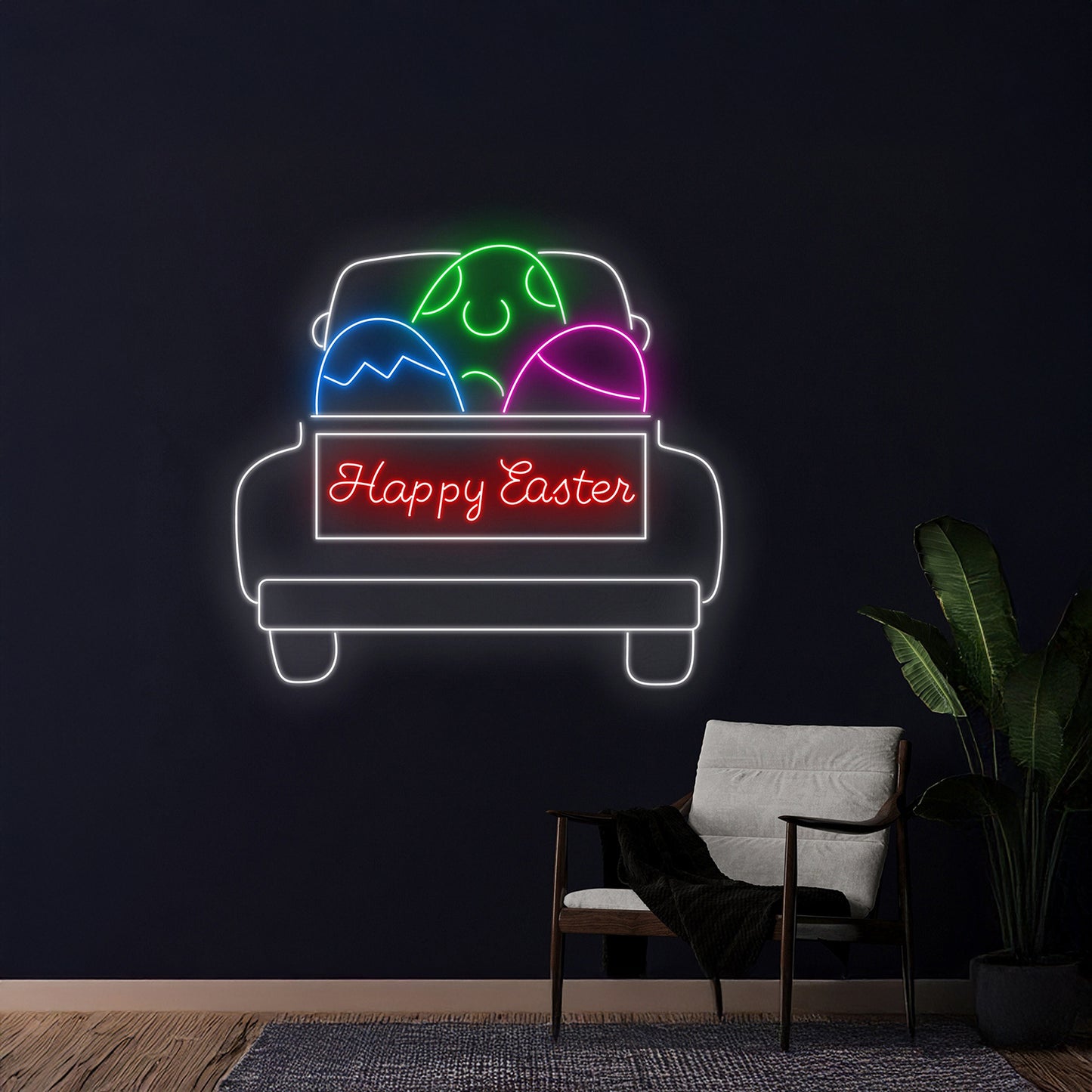 Happy Easter Truck Neon Sign