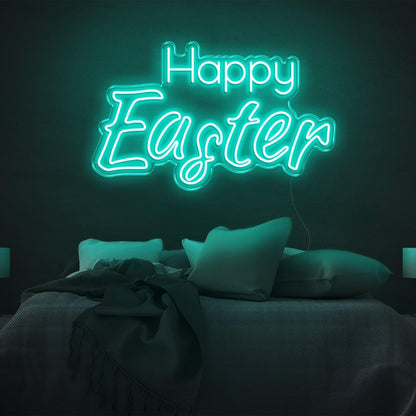 Happy Easter Warm-Yellow Script Led Neon Sign For Bedroom Wall Easter Decor | Shineneon