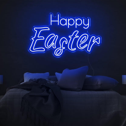 Happy Easter Warm-Yellow Script Led Neon Sign For Bedroom Wall Easter Decor | Shineneon