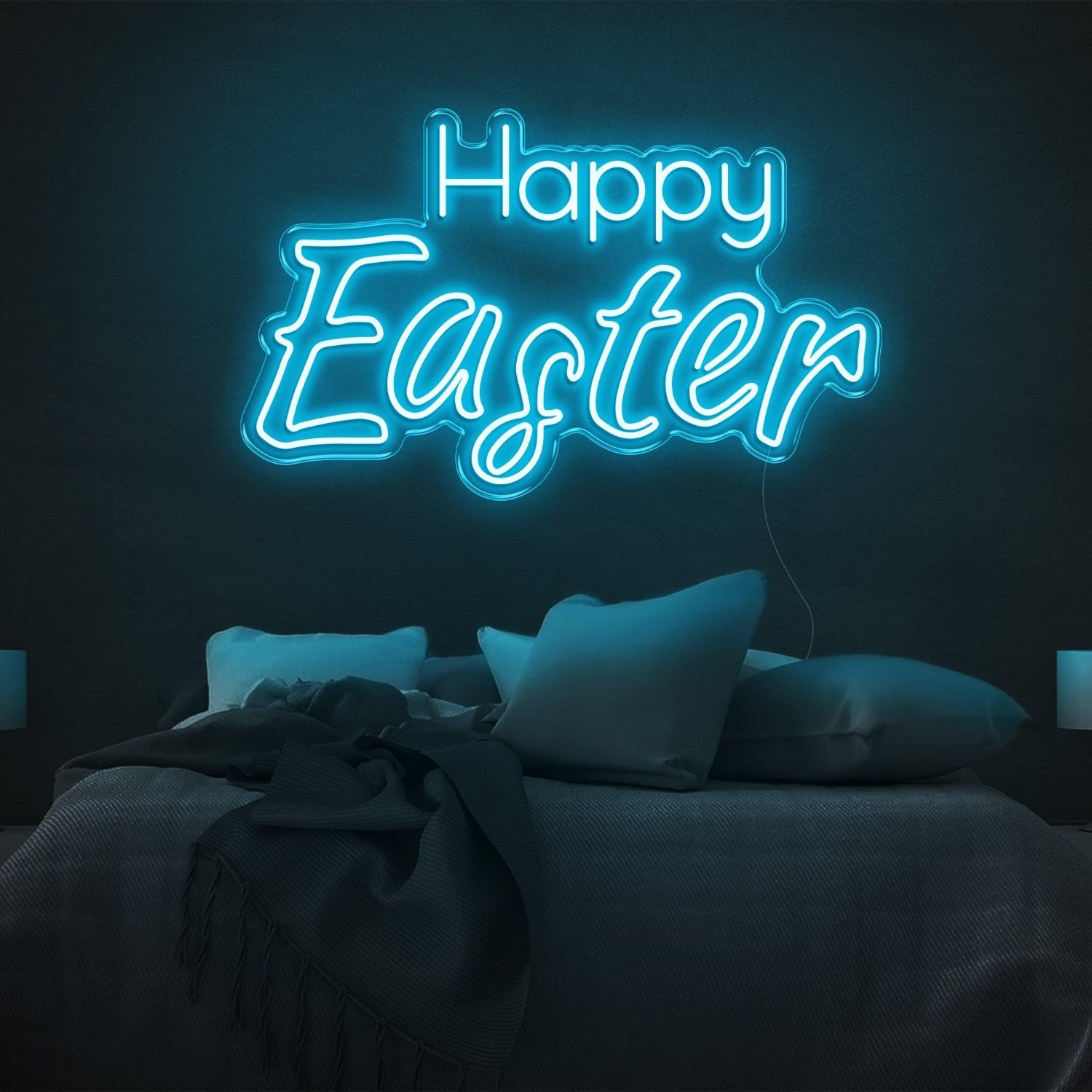 Happy Easter Warm-Yellow Script Led Neon Sign For Bedroom Wall Easter Decor | Shineneon
