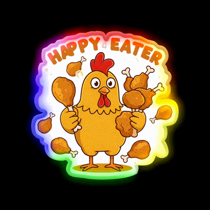 Happy Eater Joke Fast Food Led Neon Sign For Burger Place Rgb Color - LED neon sign close-up detail