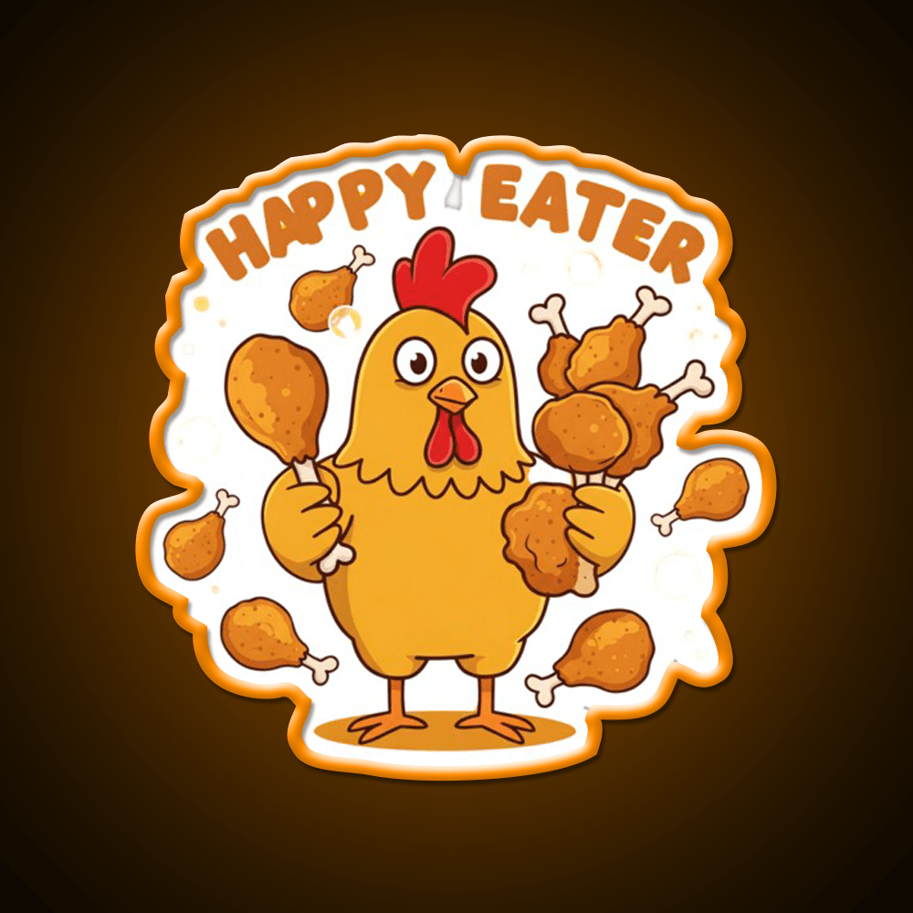 Happy Eater Joke Fast Food Led Neon Sign For Burger Place Rgb Color - Shineneon