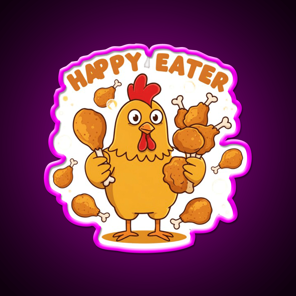 Happy Eater Joke Fast Food Led Neon Sign For Burger Place Rgb Color - Shineneon