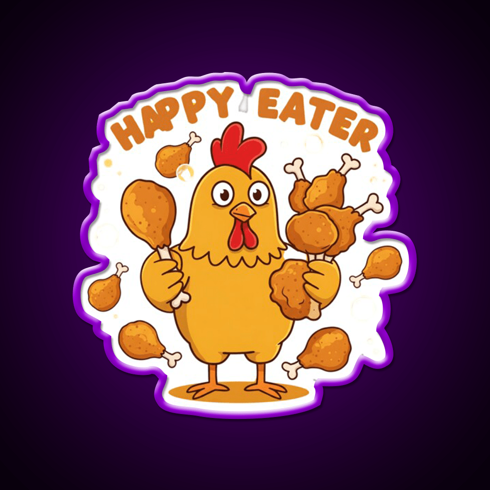 Happy Eater Joke Fast Food Led Neon Sign For Burger Place Rgb Color - Shineneon