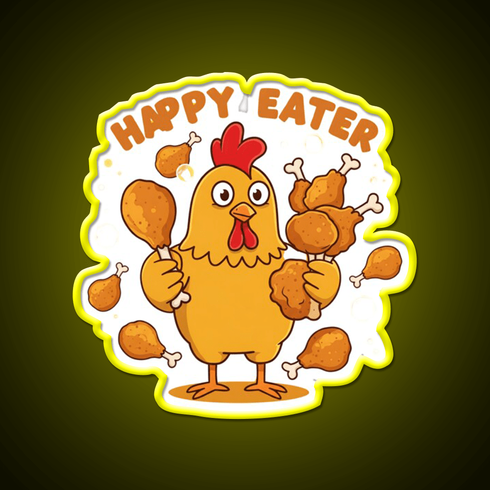 Happy Eater Joke Fast Food Led Neon Sign For Burger Place Rgb Color - Shineneon